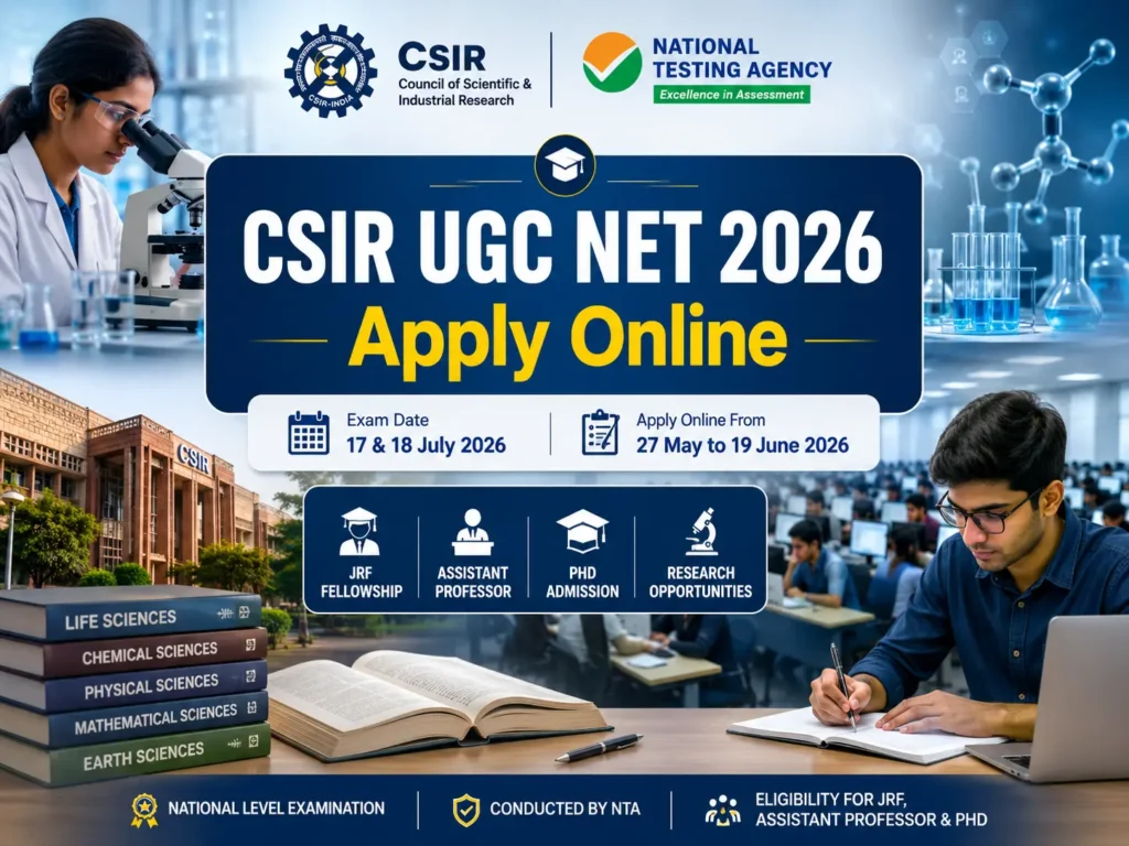 CSIR UGC NET June 2026 Apply Online official notification banner for NTA science eligibility examination
