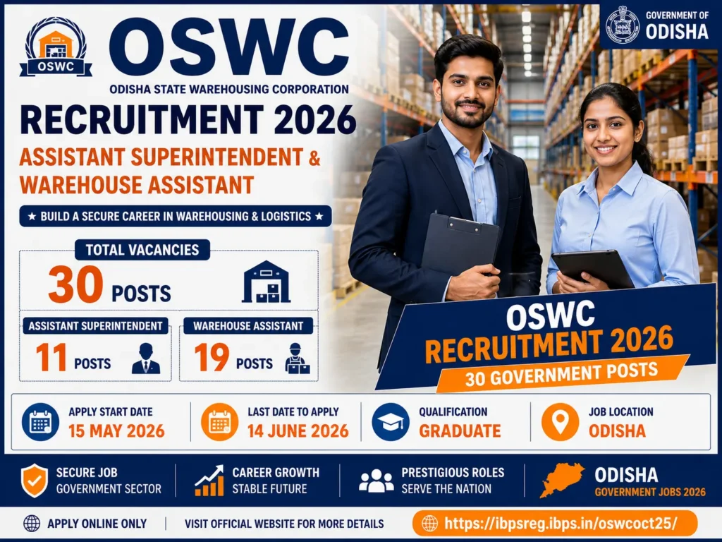 OSWC Assistant Superintendent and Warehouse Assistant Recruitment 2026