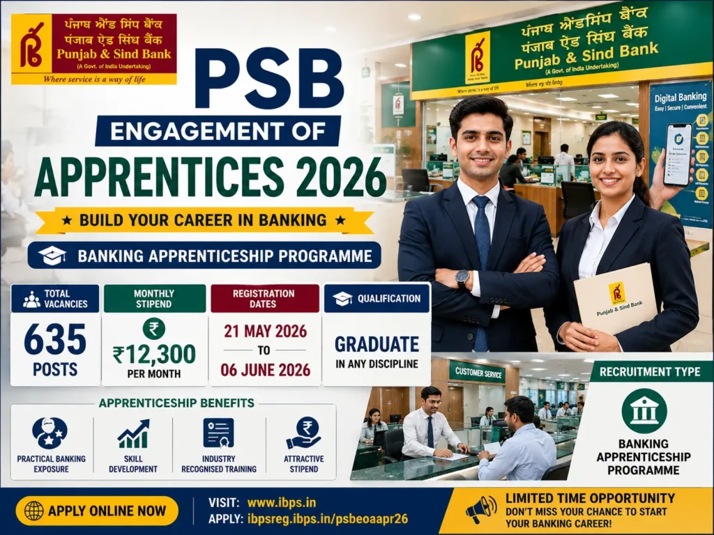 Punjab & Sind Bank Engagement of Apprentices Recruitment 2026