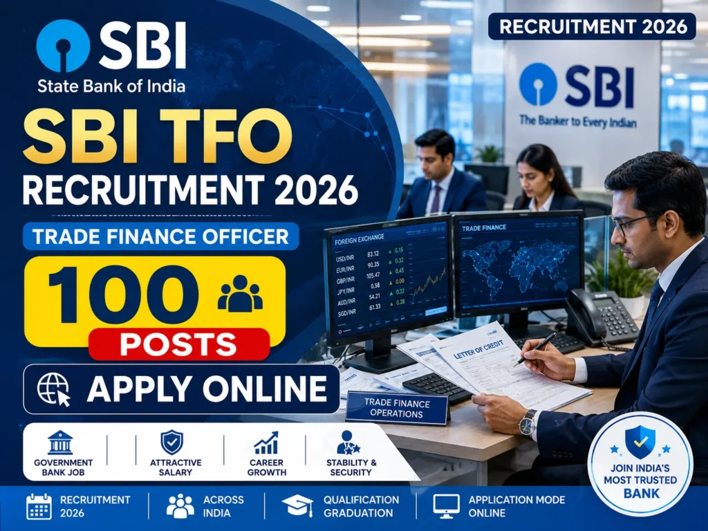 SBI TFO Recruitment 2026 notification image for 100 Trade Finance Officer posts in State Bank of India.