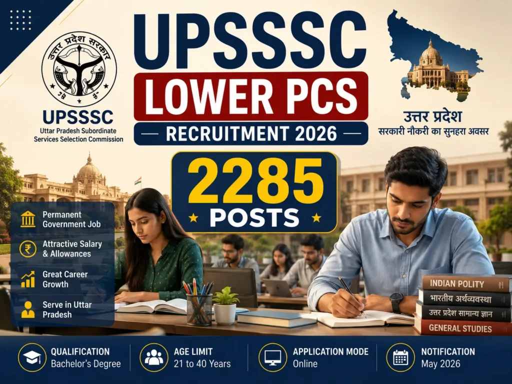 UPSSSC Lower PCS Recruitment 2026 notification for 2285 government posts in Uttar Pradesh